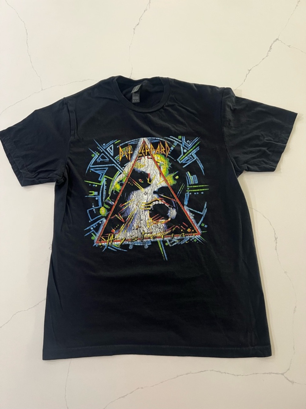 Def Leppard Hysteria Graphic Black T-Shirt Size M Rock Band Tee 80’s Grunge